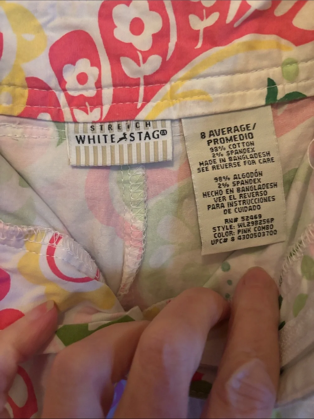 White Stag Stretch Printed A-Line Women's Skirt in Pink and Green